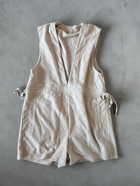 MONO B Beige Terry Soft Romper Size Large